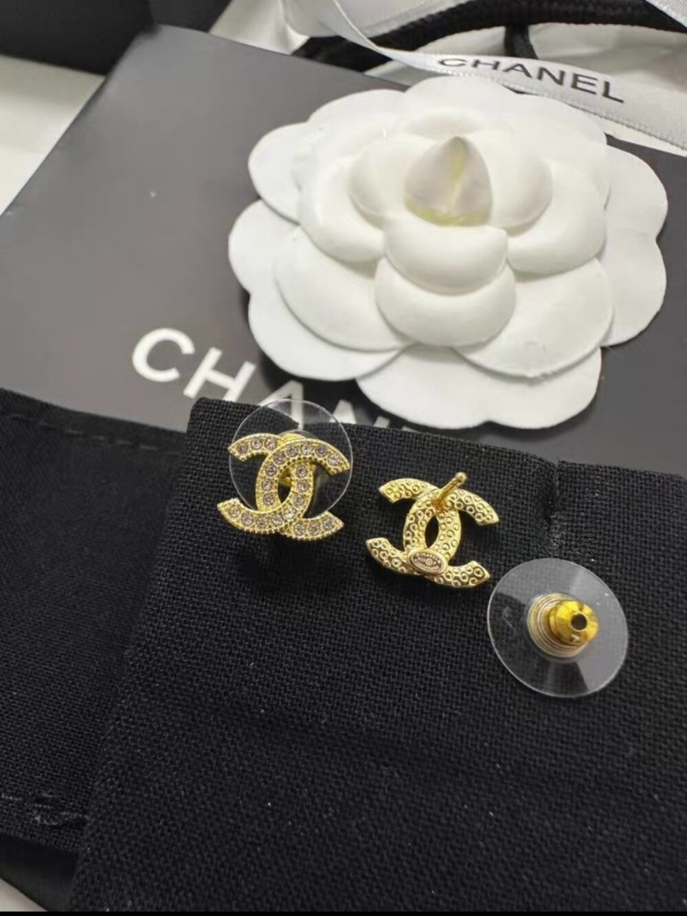 Chanel Classic Double C Logo Gold-Tone Earrings - Picture 3 of 4